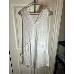 Nike Women's Hooded Cover-Up Dress White L V-Neck Casual Lightweight Bre…